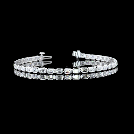 4.37 CTTW Emerald Lab Diamond Tennis Bracelet 6.5" 14k White Gold F Color and VS1 Clarity jewelry-spot-usa