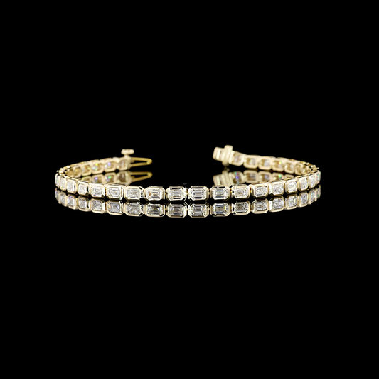 4.20 CTTW Emerald Lab Diamond Tennis Bracelet 6.5" 14k Yellow Gold (F Color and VS1 Clarity)