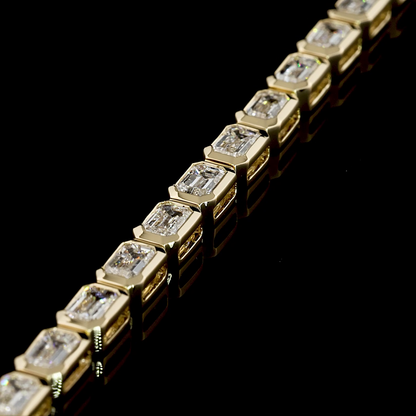 4.20 CTTW Emerald Lab Diamond Tennis Bracelet 6.5" 14k Yellow Gold (F Color and VS1 Clarity)