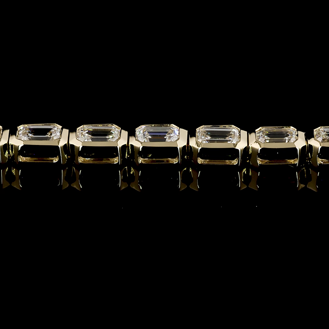 4.20 CTTW Emerald Lab Diamond Tennis Bracelet 6.5" 14k Yellow Gold (F Color and VS1 Clarity)