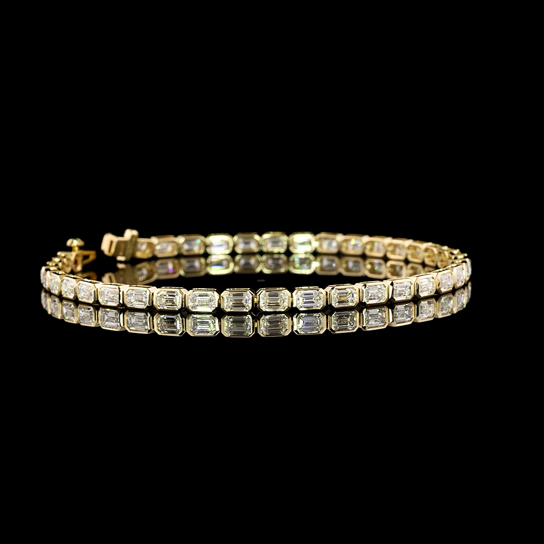 4.34 CTTW Emerald Lab Diamond Tennis Bracelet 6.5" 14k Yellow Gold (F Color and VS1 Clarity)