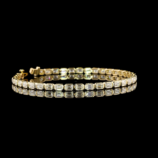 4.34 CTTW Emerald Lab Diamond Tennis Bracelet 6.5" 14k Yellow Gold (F Color and VS1 Clarity)