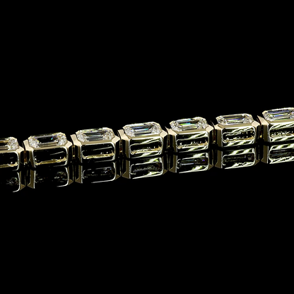 4.34 CTTW Emerald Lab Diamond Tennis Bracelet 6.5" 14k Yellow Gold (F Color and VS1 Clarity)