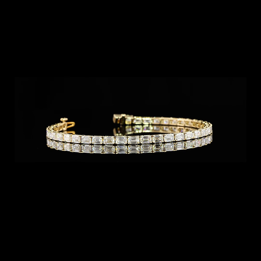6.95 CTTW Emerald Lab Diamond Tennis Bracelet 6.5" 14k Yellow Gold E Color and VVS2 Clarity jewelry-spot-usa