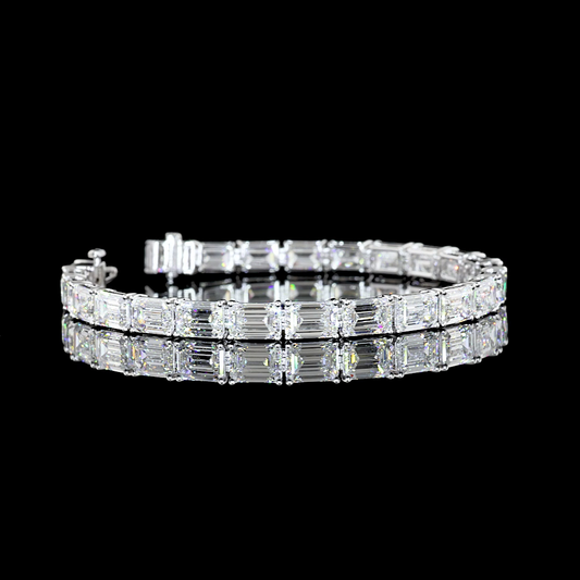 24.55 CTTW Emerald Lab Diamond Tennis Bracelet 7" 14k White Gold E Color and VVS2 Clarity jewelry-spot-usa