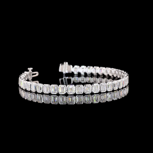 4.20 CTTW Emerald Lab Diamond Tennis Bracelet 6.75" 14k White Gold E Color and VS1 Clarity jewelry-spot-usa