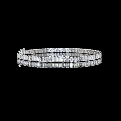 7.09 CTTW Emerald Lab Diamond Tennis Bracelet 7" 14k White Gold F Color and VS1 Clarity jewelry-spot-usa