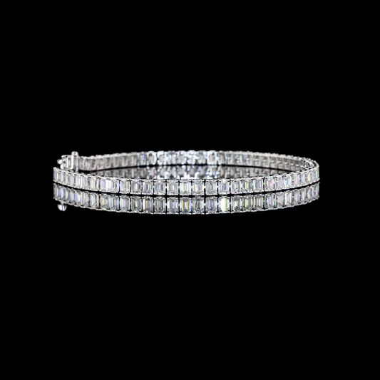 7.09 CTTW Emerald Lab Diamond Tennis Bracelet 7" 14k White Gold F Color and VS1 Clarity jewelry-spot-usa