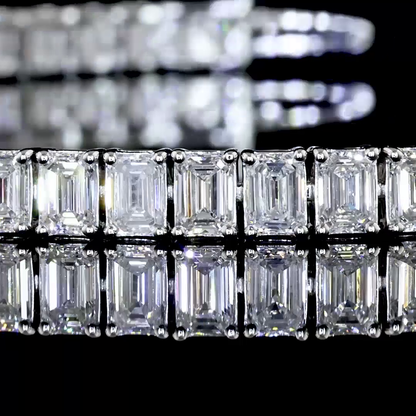 7.09 CTTW Emerald Lab Diamond Tennis Bracelet 7" 14k White Gold F Color and VS1 Clarity jewelry-spot-usa