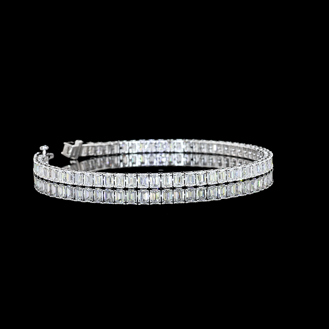 7.04 CTTW Emerald Lab Diamond Tennis Bracelet 7" 14k White Gold (F Color and VS1 Clarity)