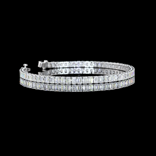 7.13 CTTW Emerald Lab Diamond Tennis Bracelet 6.75" 14k White Gold F Color and VS1 Clarity jewelry-spot-usa