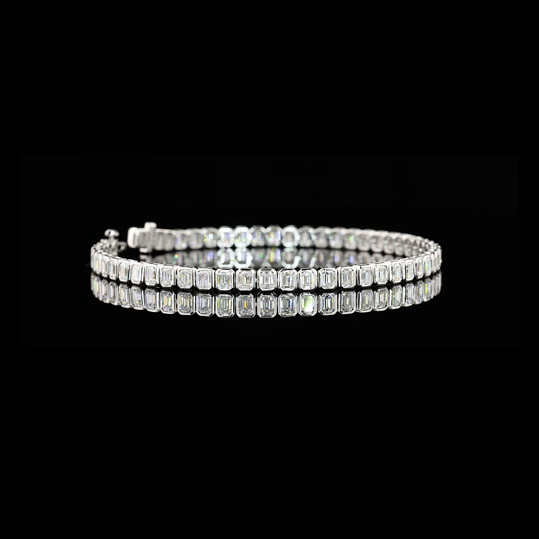 4.77 CTTW Emerald Lab Diamond Tennis Bracelet 7" 14k White Gold (F Color and VS2 Clarity)
