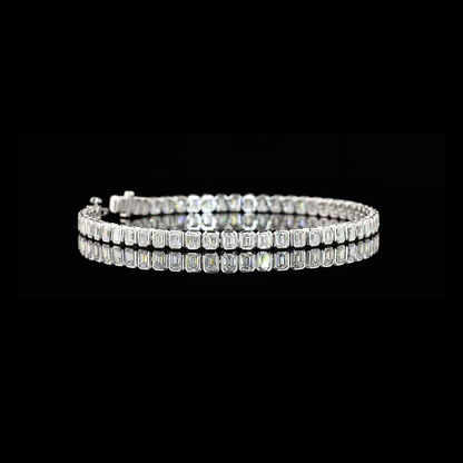 4.77 CTTW Emerald Lab Diamond Tennis Bracelet 7" 14k White Gold (F Color and VS2 Clarity)