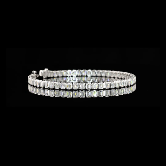 4.77 CTTW Emerald Lab Diamond Tennis Bracelet 7" 14k White Gold (F Color and VS2 Clarity)
