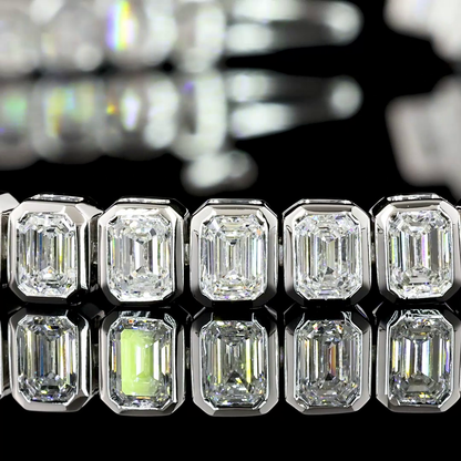 4.77 CTTW Emerald Lab Diamond Tennis Bracelet 7" 14k White Gold (F Color and VS2 Clarity)