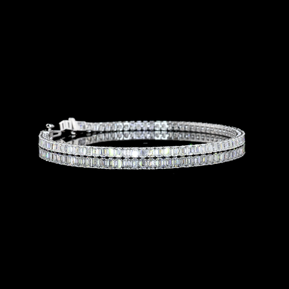 5.00 CTTW Emerald Lab Diamond Tennis Bracelet 7" 14k White Gold (F Color and VS2 Clarity)