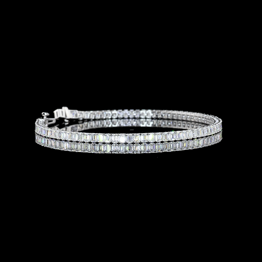 5.00 CTTW Emerald Lab Diamond Tennis Bracelet 7" 14k White Gold (F Color and VS2 Clarity)