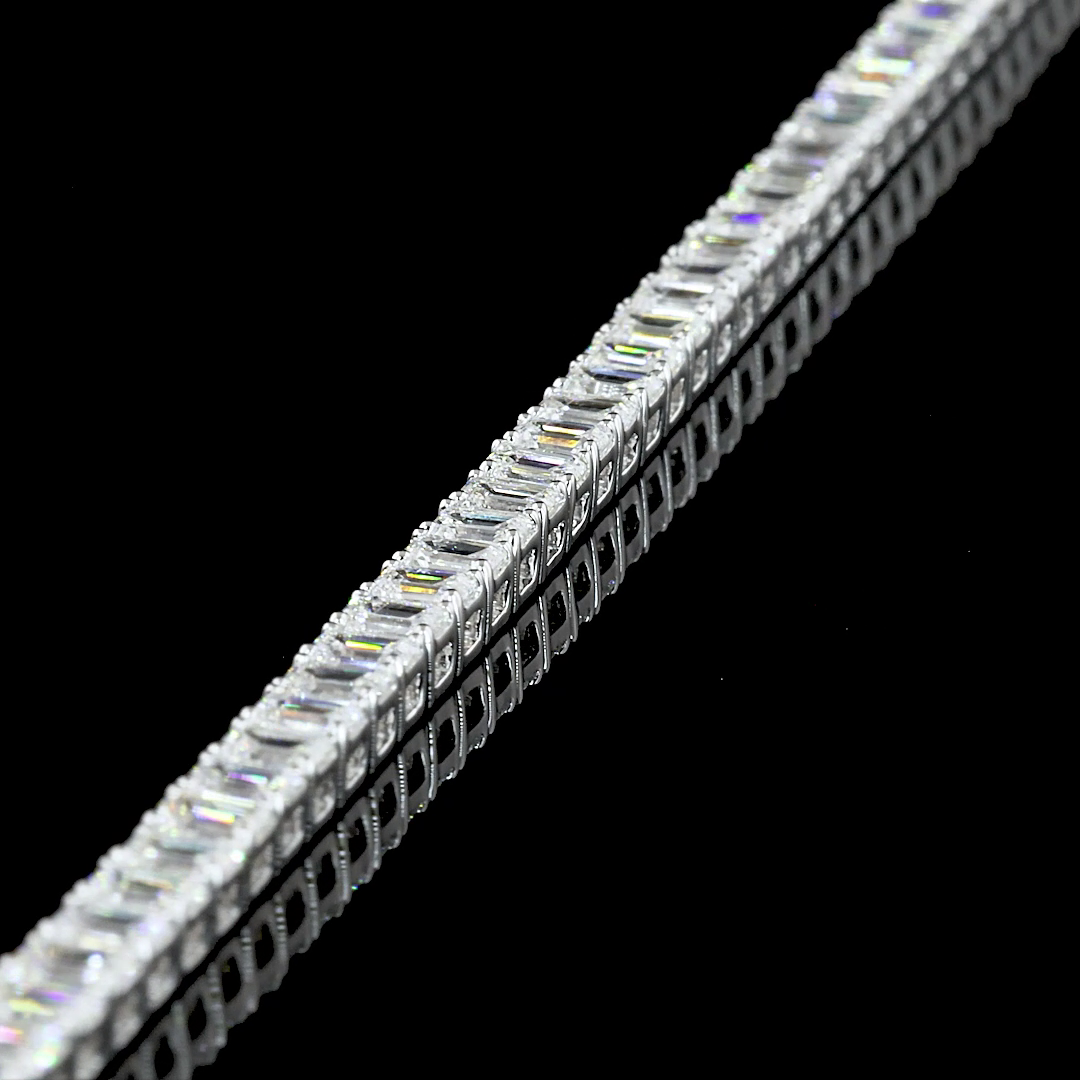 5.00 CTTW Emerald Lab Diamond Tennis Bracelet 7" 14k White Gold (F Color and VS2 Clarity)
