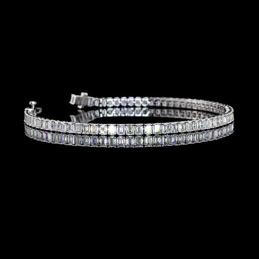 4.97 CTTW Emerald Lab Diamond Tennis Bracelet 6.5" 14k White Gold (F Color and VS2 Clarity)