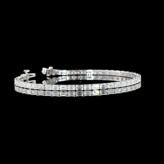4.93 CTTW Emerald Lab Diamond Tennis Bracelet 6.75" 14k White Gold (F/E Color and VS2/VS1 Clarity)