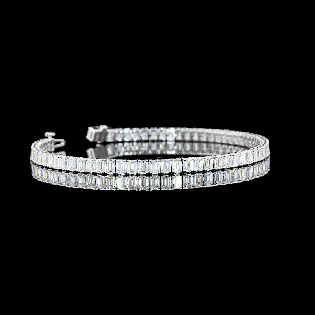 7.06 CTTW Emerald Lab Diamond Tennis Bracelet 6.75" 14k White Gold (F Color and VS2 Clarity)