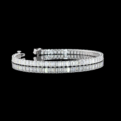 7.06 CTTW Emerald Lab Diamond Tennis Bracelet 6.75" 14k White Gold (F Color and VS2 Clarity)