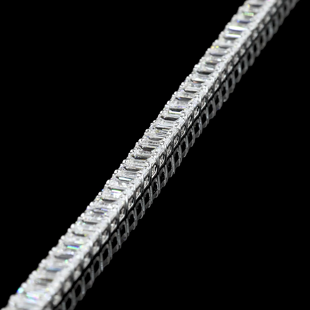 7.06 CTTW Emerald Lab Diamond Tennis Bracelet 6.75" 14k White Gold (F Color and VS2 Clarity)