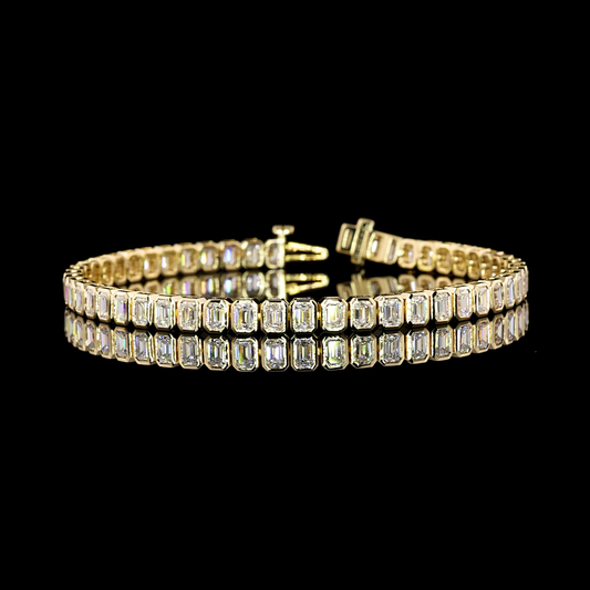 6.36 CTTW Emerald Lab Diamond Tennis Bracelet 7" 14k Yellow Gold (F Color and VS1 Clarity)