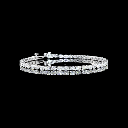 4.41 CTTW Oval Lab Diamond Tennis Bracelet 7" 14k White Gold (F Color and VS2 Clarity)