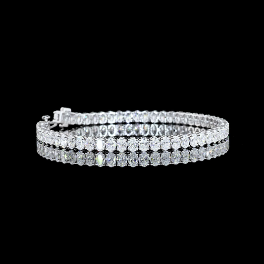 8.00 CTTW Oval Lab Diamond Tennis Bracelet 7" 14k White Gold F Color and VS1 Clarity jewelry-spot-usa