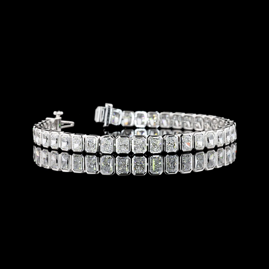 14k White Gold Lab Diamond Radiant 11.18 CTTW Tennis Bracelet 6.75" E VVS2 jewelry-spot-usa