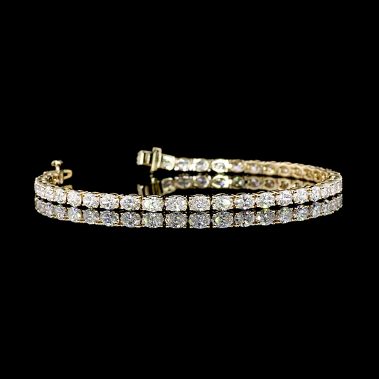 5.23 CTTW Oval Lab Diamond Tennis Bracelet 6.5" 14k Yellow Gold (F Color and VS2 Clarity)