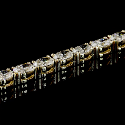 5.23 CTTW Oval Lab Diamond Tennis Bracelet 6.5" 14k Yellow Gold (F Color and VS2 Clarity)