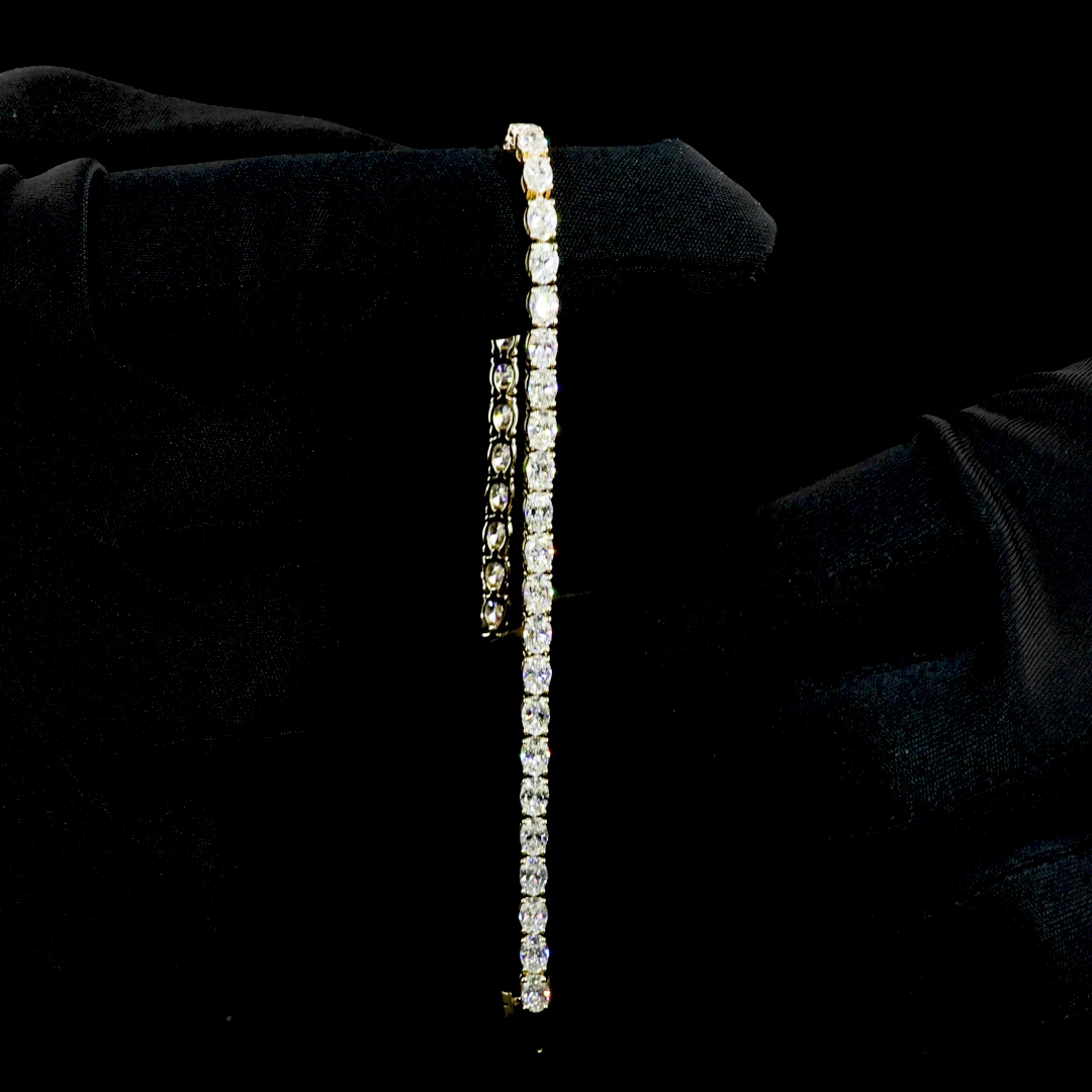 5.23 CTTW Oval Lab Diamond Tennis Bracelet 6.5" 14k Yellow Gold (F Color and VS2 Clarity)