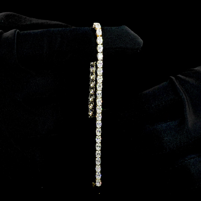 5.23 CTTW Oval Lab Diamond Tennis Bracelet 6.5" 14k Yellow Gold (F Color and VS2 Clarity)