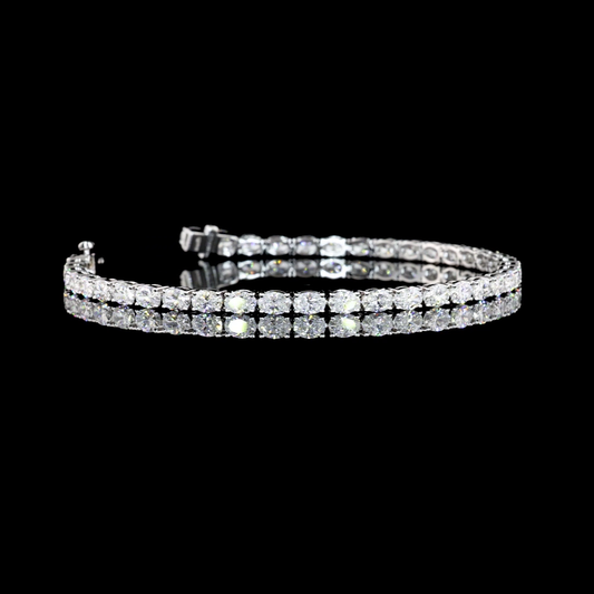 5.10 CTTW Oval Lab Diamond Tennis Bracelet 6.5" 14k White Gold (D/F/E Color and VVS2/VS2/VS Clarity)