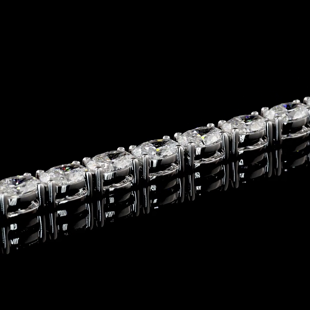 5.10 CTTW Oval Lab Diamond Tennis Bracelet 6.5" 14k White Gold (D/F/E Color and VVS2/VS2/VS Clarity)