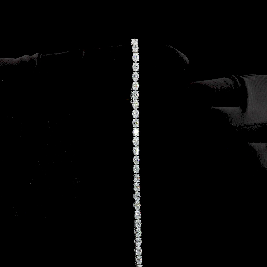 5.10 CTTW Oval Lab Diamond Tennis Bracelet 6.5" 14k White Gold (D/F/E Color and VVS2/VS2/VS Clarity)