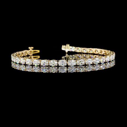 7.34 CTTW Oval Lab Diamond Tennis Bracelet 6.5" 14k Yellow Gold F Color and VS1 Clarity jewelry-spot-usa