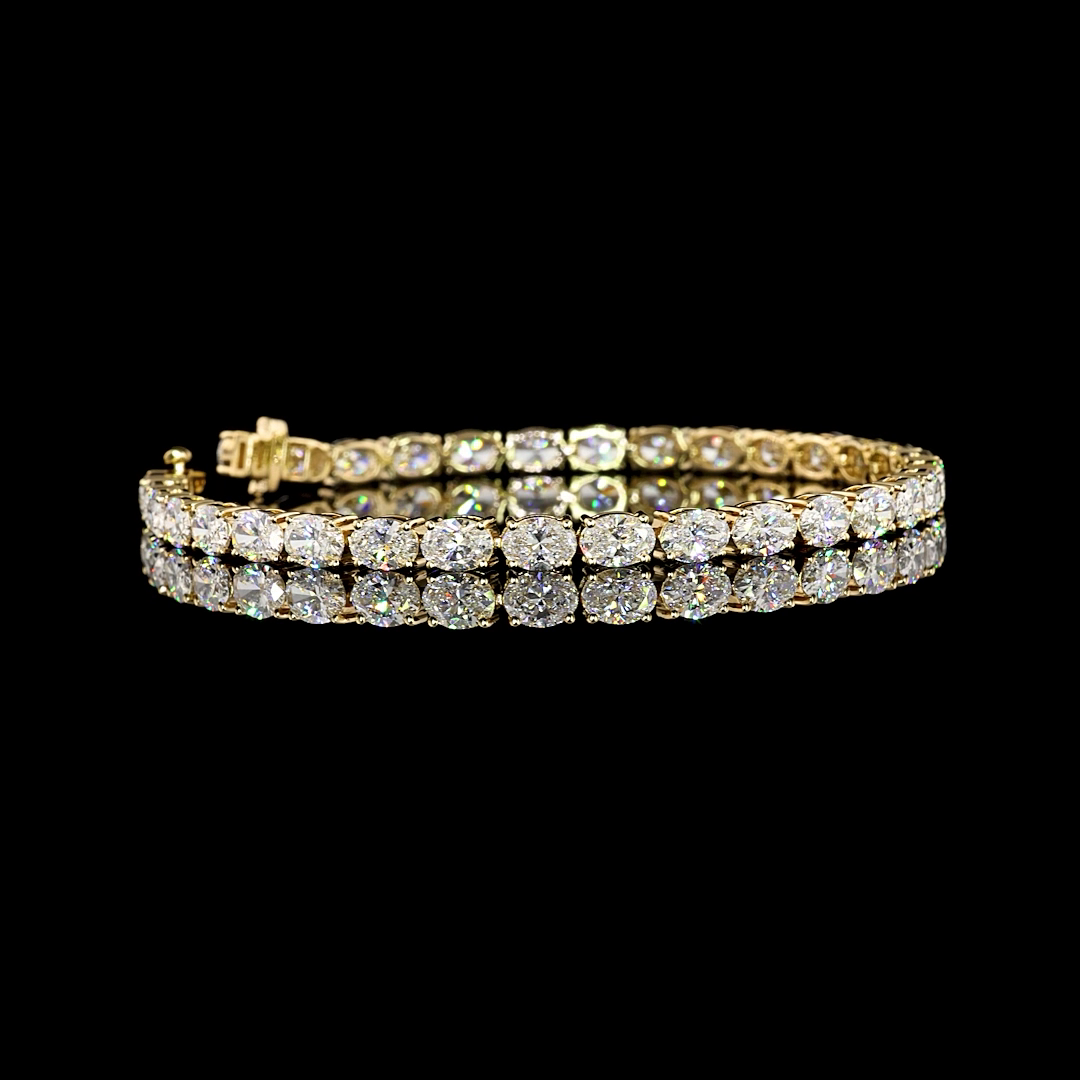14k Yellow Gold Lab Diamond Oval 10.00 CTTW Tennis Bracelet 7" E VS jewelry-spot-usa