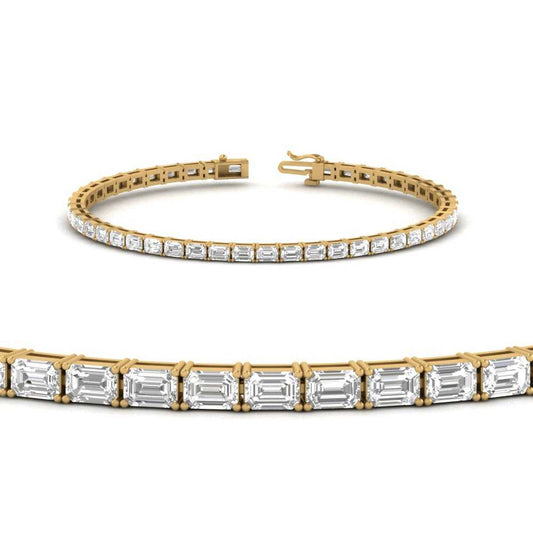 4.93 CTTW Emerald Lab Diamond Tennis Bracelet 7" 14k Yellow Gold (F Color and VS2 Clarity)