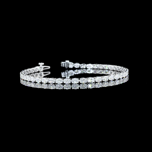 5.14 CTTW Oval Lab Diamond Tennis Bracelet 6.75" 14k White Gold (E Color and VS Clarity)