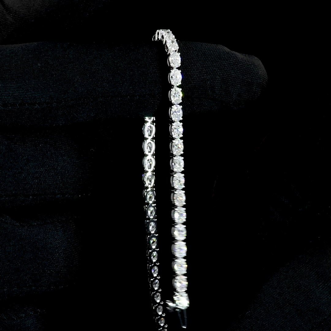 5.14 CTTW Oval Lab Diamond Tennis Bracelet 6.75" 14k White Gold E Color and VS Clarity jewelry-spot-usa