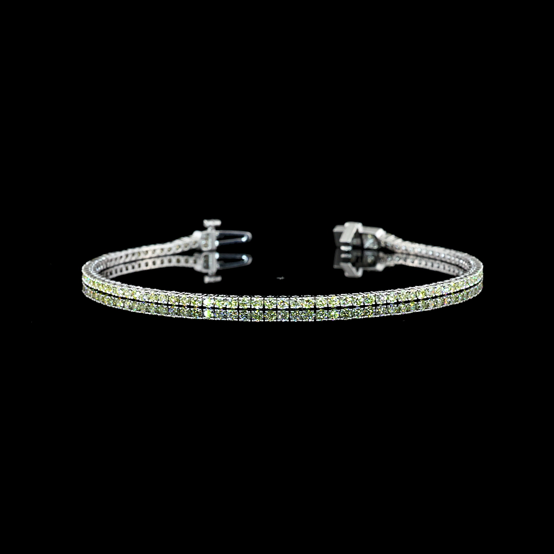 1.54 CTTW Round Lab Diamond Tennis Bracelet 6.5" 14k White Gold Fancy Vivid Yellow Color and VS2 Clarity jewelry-spot-usa