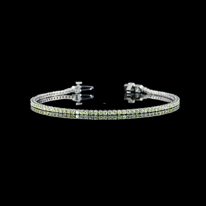 1.54 CTTW Round Lab Diamond Tennis Bracelet 6.5" 14k White Gold Fancy Vivid Yellow Color and VS2 Clarity jewelry-spot-usa