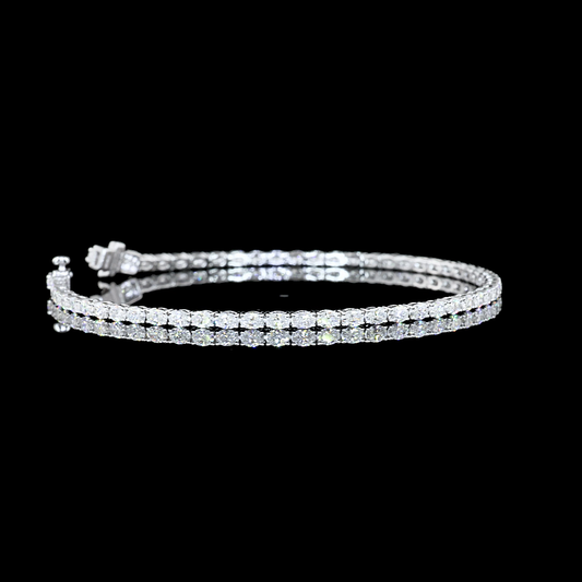 2.91 CTTW Oval Lab Diamond Tennis Bracelet 7" 14k White Gold F Color and VS1 Clarity jewelry-spot-usa
