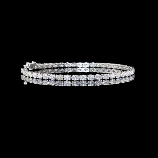 4.91 CTTW Oval Lab Diamond Tennis Bracelet 7" 14k White Gold (E/F Color and VS/VS2 Clarity)