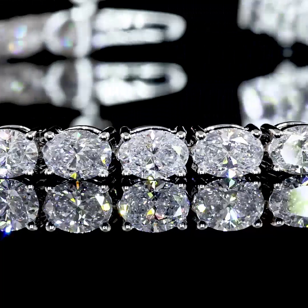 4.91 CTTW Oval Lab Diamond Tennis Bracelet 7" 14k White Gold (E/F Color and VS/VS2 Clarity)
