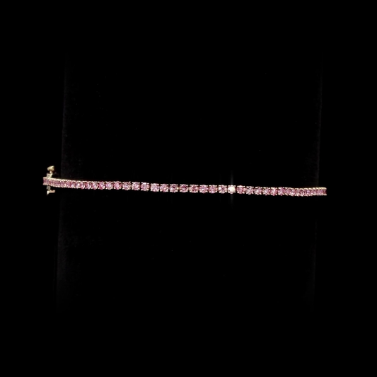 1.57 CTTW Round Lab Diamond Tennis Bracelet 6.5" 14k White Gold (Fancy Vivid Pink Color and VS2 Clarity)