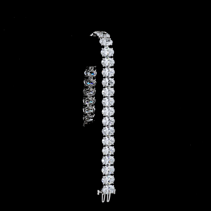 16.29 CTTW Oval Lab Diamond Tennis Bracelet 7" 14k White Gold (E/D Color and VS/VS1/VS2 Clarity)